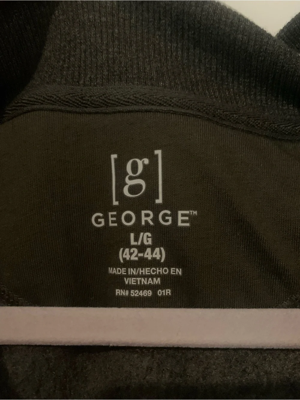 George Men’s Quarter Zip Pullover Sweater Fleece Lined Charcoal Gray Large 42-44